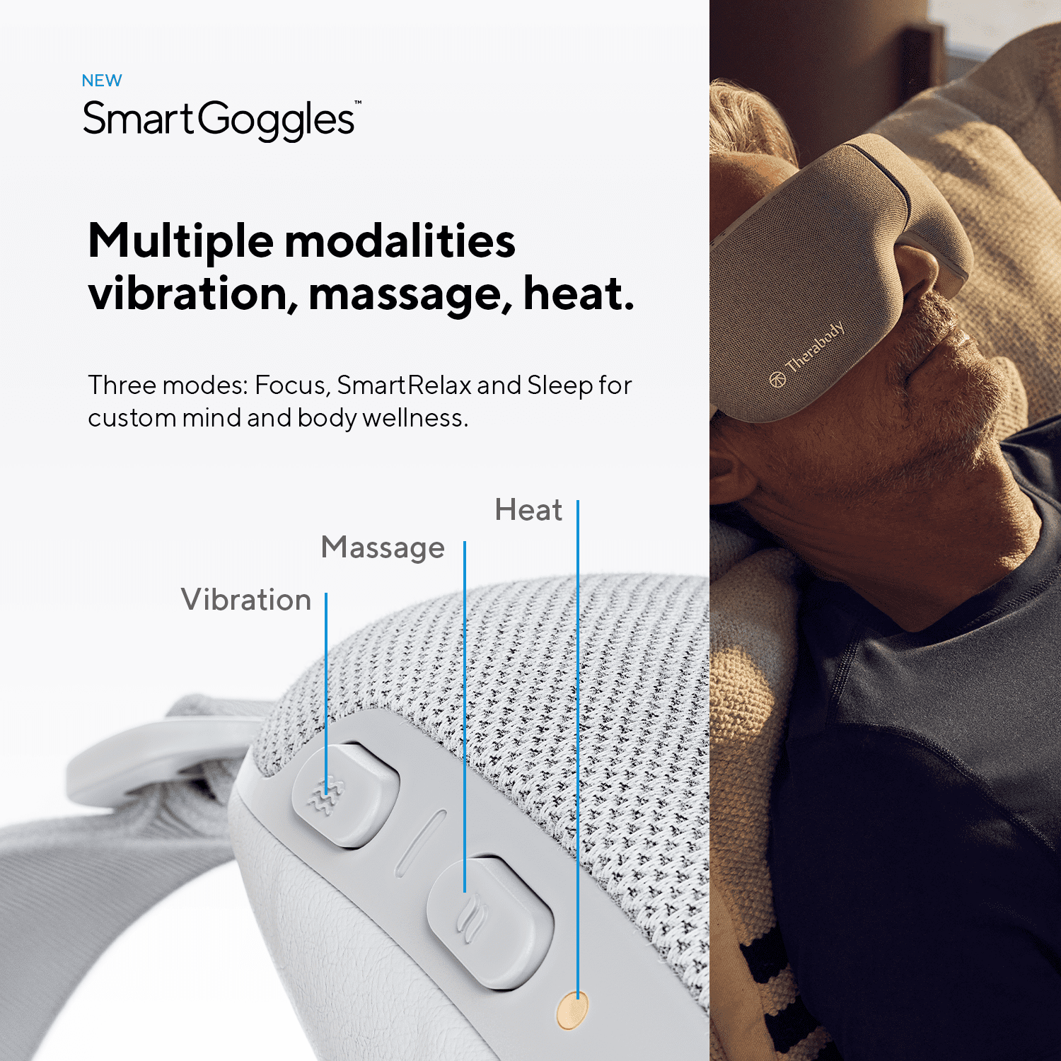 Smartgoggles Bluetooth Heated Massaging Device for Sleep, Focus, and Stress