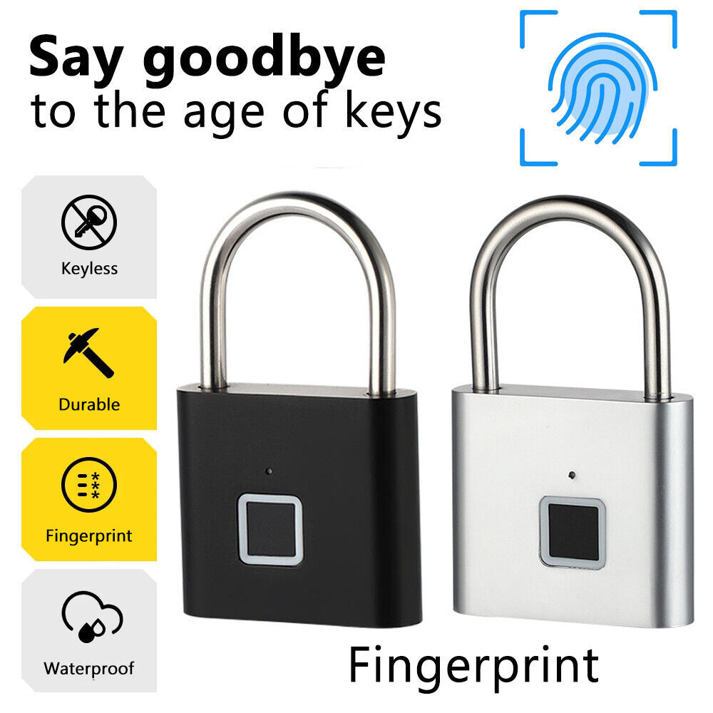 Smart Fingerprint Padlock USB Rechargeable Lock for Door Bag Suitcase Security